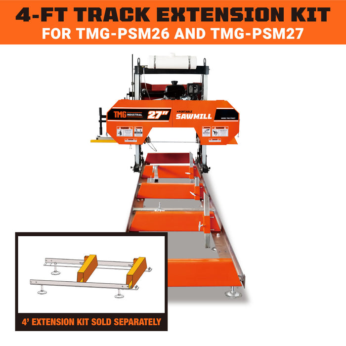 TMG Industrial 4-ft Track Extension Kit for TMG-PSM26 and PSM27 Portable Sawmill, SKU# TMG-PSM26-4EX