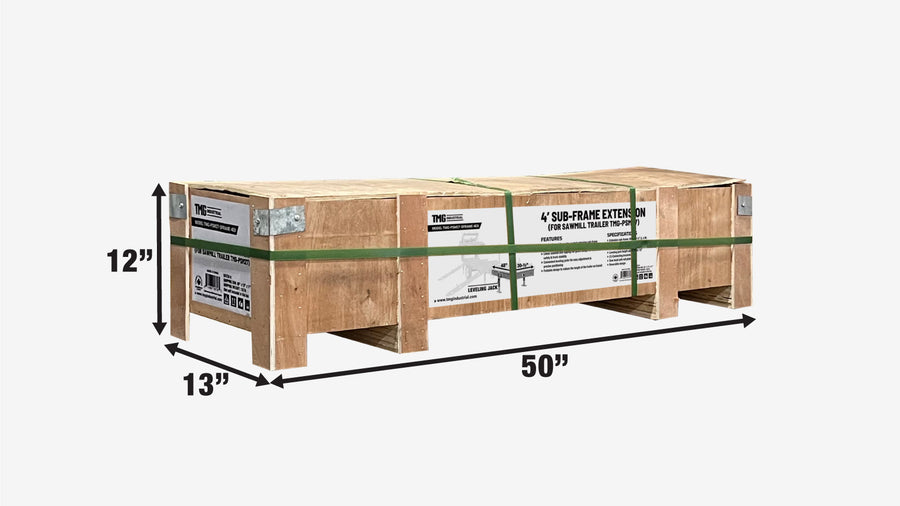 Sub-Frame Extension for Sawmill Trailer PSM27, 4400-lb Capacity, Anti-Tipping Rail Guard, TMG-PSM27-Sframe-4EX