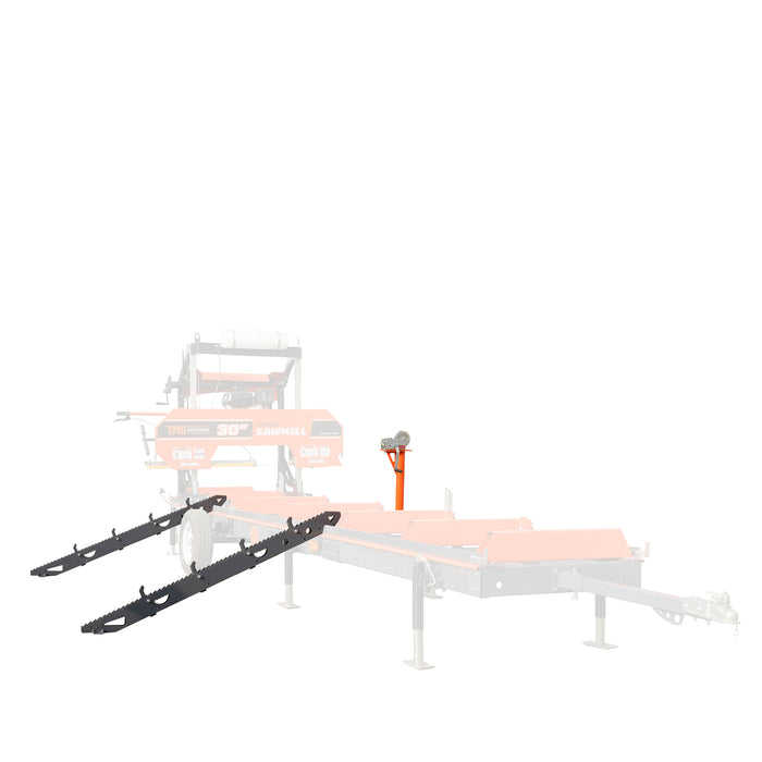 TMG Industrial Log Loading/Rolling & Ramp Package for TMG-PSM30, 2-Speed 2000 Lb Winch, Mast/Boom, Receiver, 70” Ramp Length, 3800 Lb Loading Capacity, 32-½’ Steel Cable, TMG-PSM30-Lramp