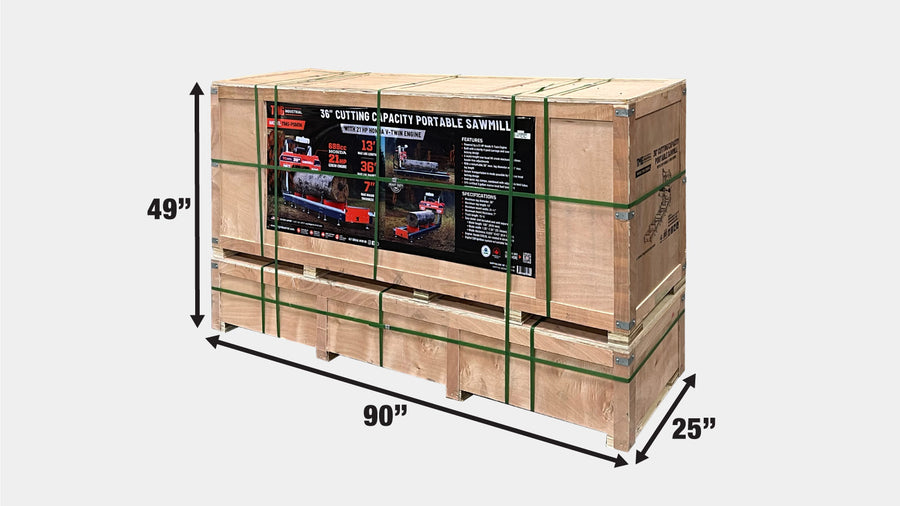 Portable 36" Sawmill with Honda 21 HP V-Twin Gas Engine – Bandsaw Mill for 13' Logs TMG-PSM36
