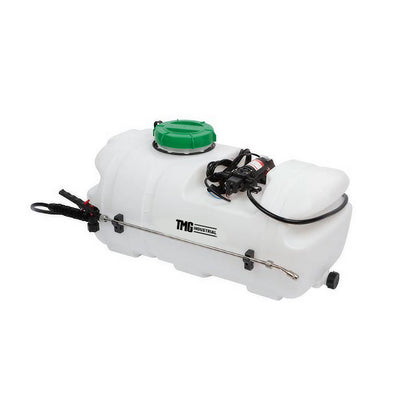 White tank with green lid, pump and wand, ATV Spot Sprayer