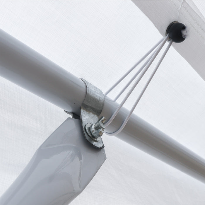 TMG Industrial 20’ x 20’ Heavy Duty Outdoor Party Tent, PE Tarpaulin Fabric, 6’6” Overhead, 10’ Peak Ceiling, TMG-PT2020A