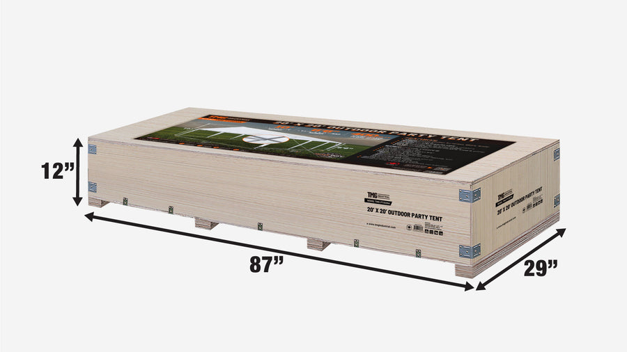 20' x 20' Heavy Duty Outdoor Party Tent, PE Tarpaulin Fabric, 6'6" Overhead, 10' Peak Ceiling, TMG-PT2020A