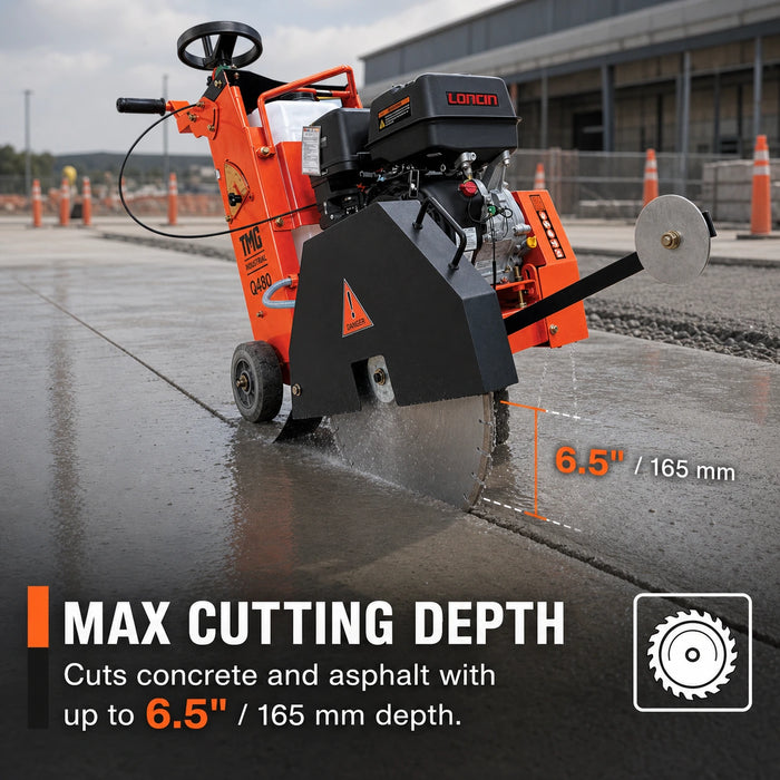 20" Walk-Behind Concrete Saw, 6.5" Max Cutting Depth, 13 HP Gas Engine, Self-Propelled, TMG-Q480