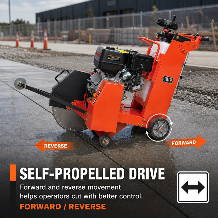 20" Walk-Behind Concrete Saw, 6.5" Max Cutting Depth, 13 HP Gas Engine, Self-Propelled, TMG-Q480