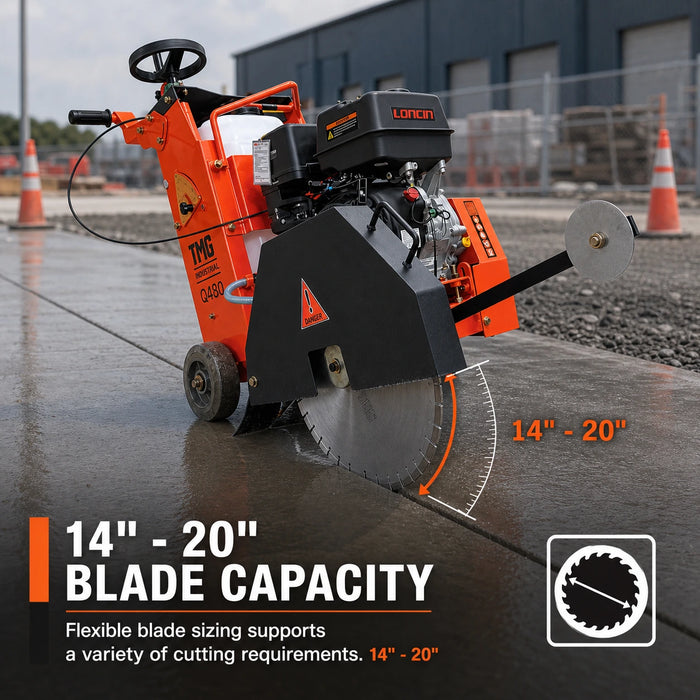20" Walk-Behind Concrete Saw, 6.5" Max Cutting Depth, 13 HP Gas Engine, Self-Propelled, TMG-Q480