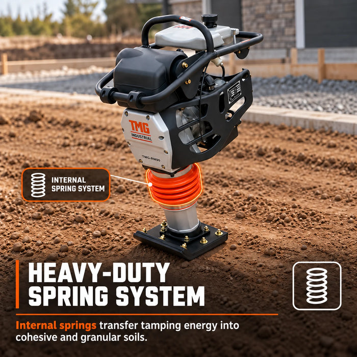 3370 lb Compaction Force Jumping Jack Tamping Rammer Compactor, 3.6 HP Engine, Cohesive & Granular Soils, TMG-RM90