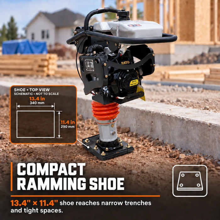 3370 lb Compaction Force Jumping Jack Tamping Rammer Compactor, 3.6 HP Engine, Cohesive & Granular Soils, TMG-RM90