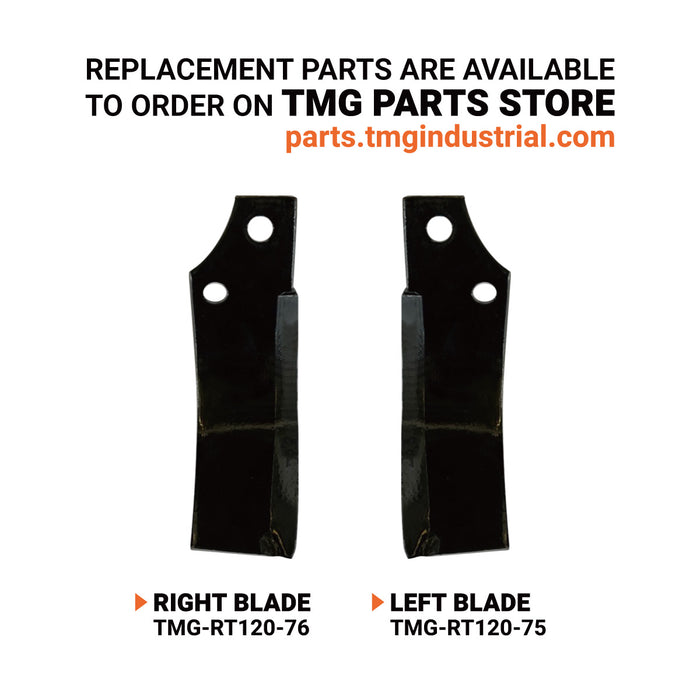 48" 3-Point Hitch Rotary Tiller, 18-30 HP Sub-Compact, 3-½" Tilling Depth, PTO Shaft Included, Category 1 Hookup, TMG-RT120 TMG Industrial