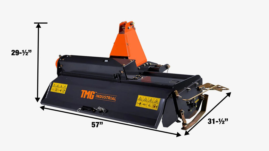 48" 3-Point Hitch Rotary Tiller, 18-30 HP Sub-Compact, 3-½" Tilling Depth, PTO Shaft Included, Category 1 Hookup, TMG-RT120