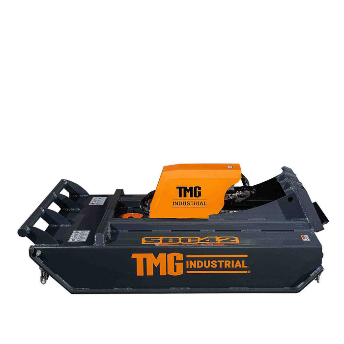 TMG Industrial Mini Skid Steer Rotary Brush Cutter, 42” Cut Width, 2-½” Capacity, Hydraulic Motor, Toro Style Mount Plate,TMG-SBC42