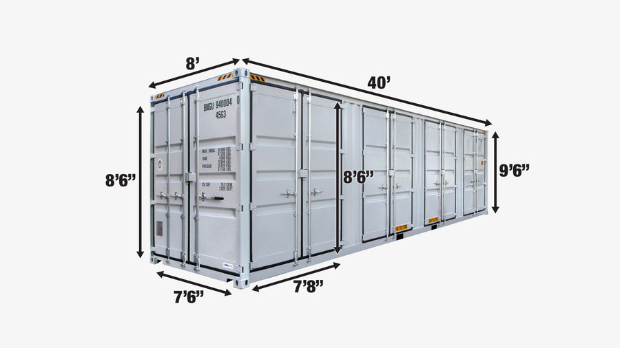 40-Foot High Cube Shipping Container with 4 Side Doors – One-Way Use Sea Can TMG-SC40S