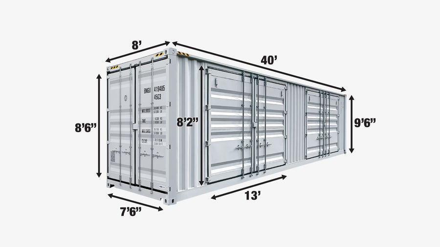 40-Foot High Cube Shipping Container with 2 Side Doors – One-Way Use Sea Can TMG-SC45S