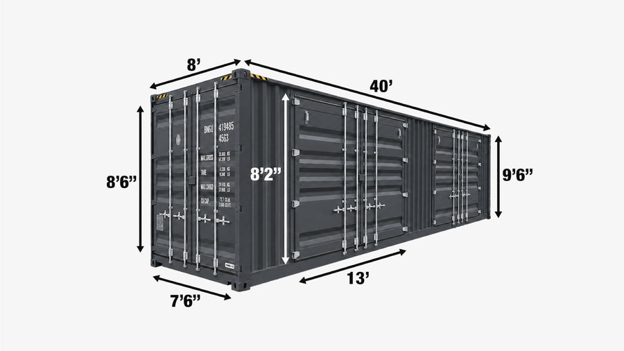 40-Foot High Cube Shipping Container with 2 Side Doors – One-Way Use Sea Can TMG-SC45SD