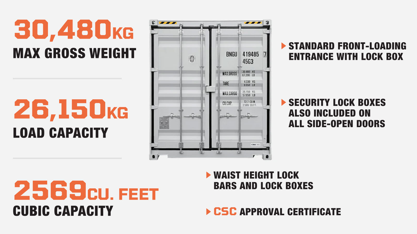 TMG Industrial 40' High Cube Shipping Container w/2 Side Open Doors , One Way Use, Security Lock Boxes, Ocean Sea Can Standards, TMG-SC45S-description-image