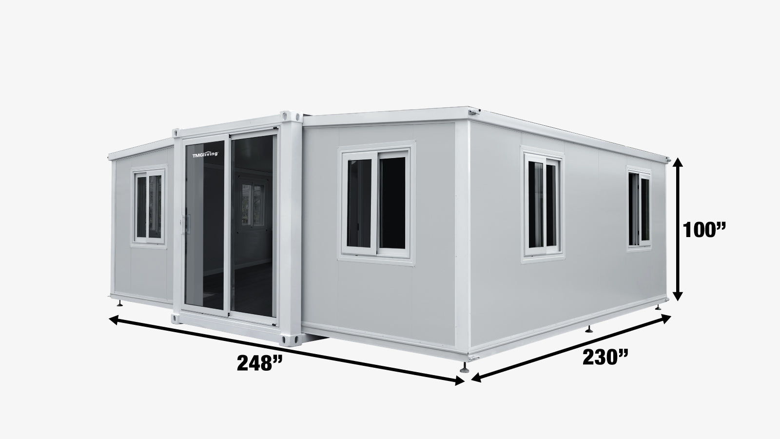 TMG Industrial 20’ Expandable Container House, 2 Bedrooms, Living Room, Bathroom, Kitchen Cabinets, Plumbing Ready, TMG-SCE20-specifications-image