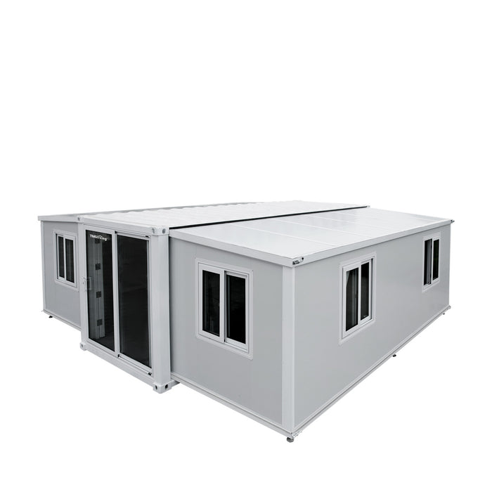 TMG Industrial 20’ Expandable Container House, 2 Bedrooms, Living Room, Bathroom, Kitchen Cabinets, Pre-wired & Plumbing Ready, TMG-SCE20