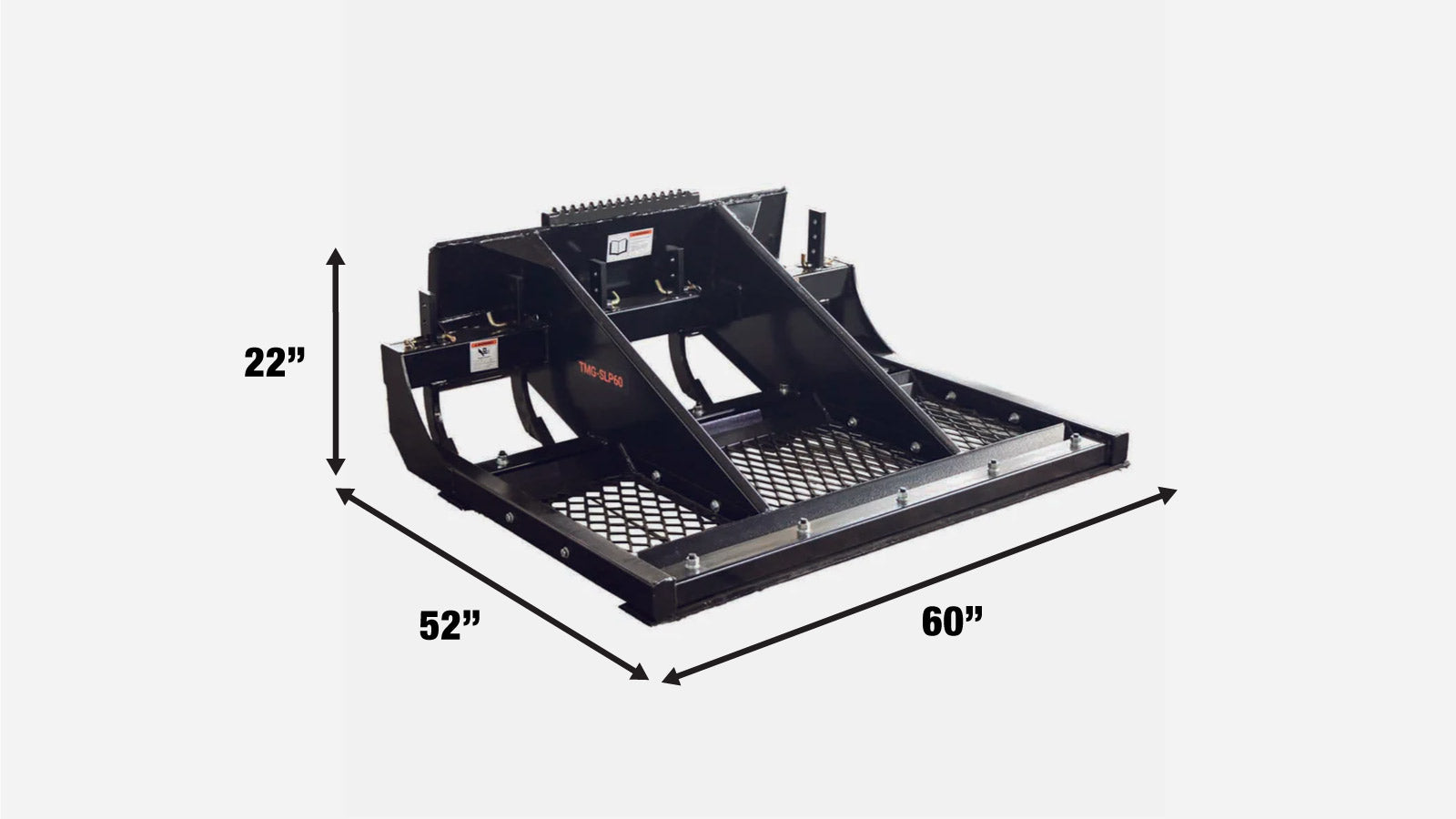 TMG Industrial 60” Skid Steer Land Planer, Adjustable & Reversible Scarifier Teeth, Bolt-On Cutting Blades, Removable Sift Screen, TMG-SLP60-specifications-image