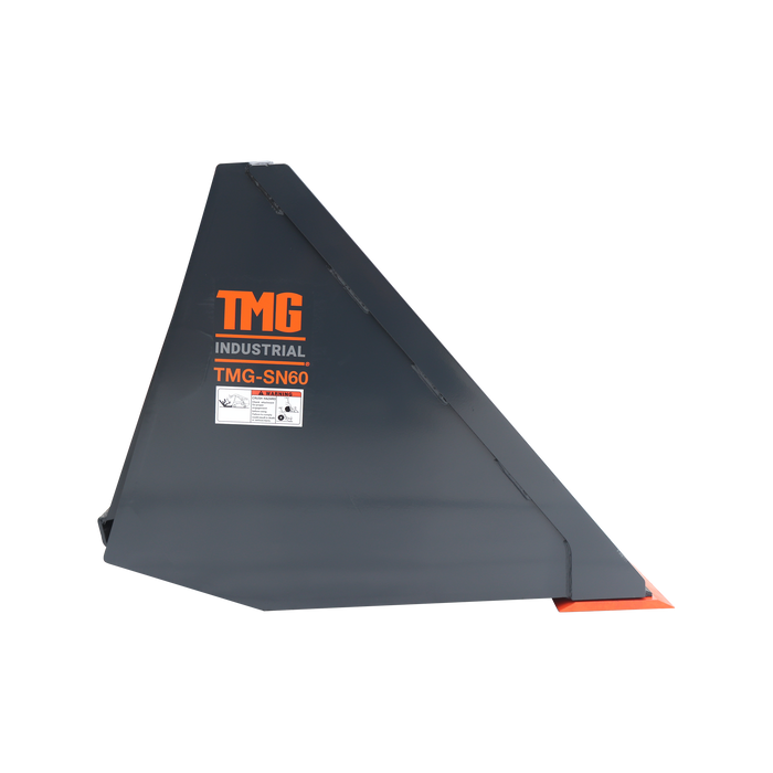 TMG Industrial Heavy-Duty 60” Skid Steer Snow/Mulch Bucket, Bolt-On Cut Edge, 1500-lb Weight Capacity, Universal Quick Mount, TMG-SN60