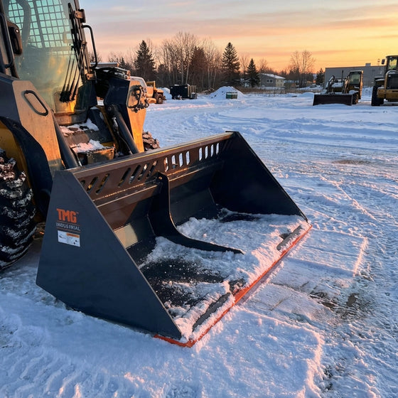 Heavy-Duty 84" Skid Steer Snow/Mulch Bucket, Bolt-On Cut Edge, 1500-lb Weight Capacity, Universal Quick Mount, TMG-SN84 TMG Industrial