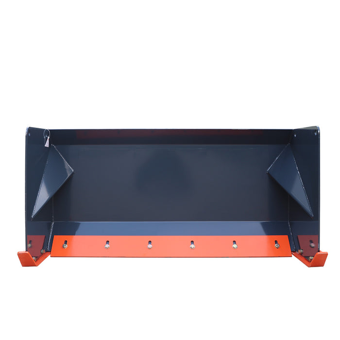 5' Skid Steer Snow Pusher with Replaceable Steel Cutting Edge, Pivoting Wear Shoes, Side Braces, 30-70 HP, TMG-SP05