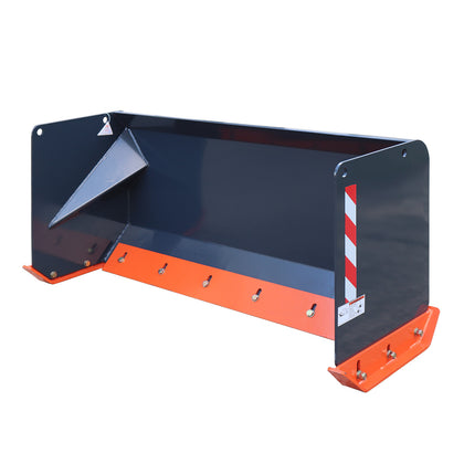 5' Skid Steer Snow Pusher with Replaceable Steel Cutting Edge, Pivoting Wear Shoes, Side Braces, 30-70 HP, TMG-SP05