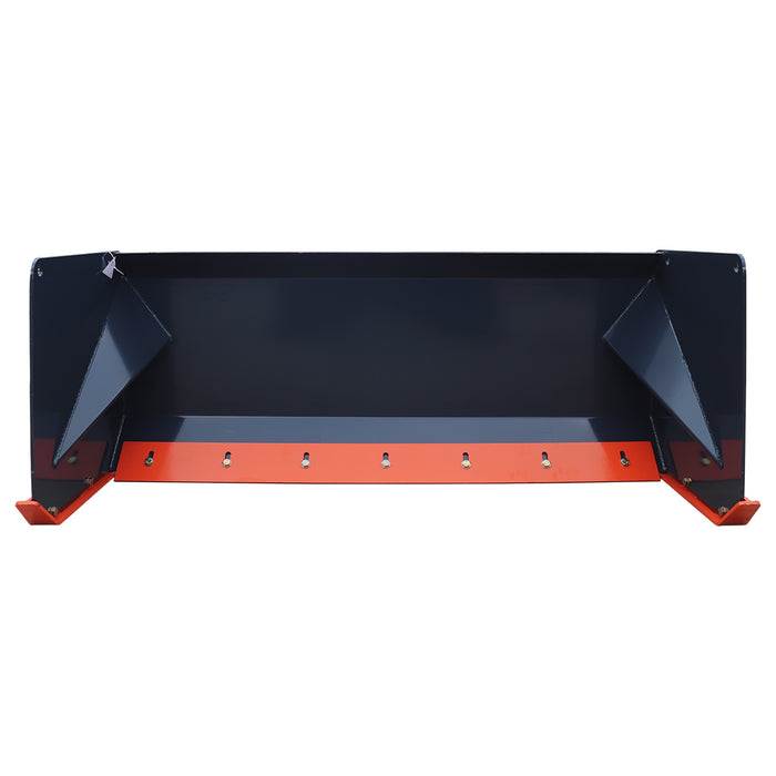 6' Skid Steer Snow Pusher with Replaceable Steel Cutting Edge, Pivoting Wear Shoes, Side Braces, 30-70 HP, TMG-SP06