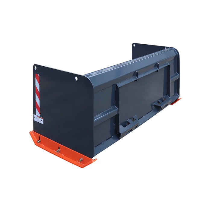 6' Skid Steer Snow Pusher with Replaceable Steel Cutting Edge, Pivoting Wear Shoes, Side Braces, 30-70 HP, TMG-SP06