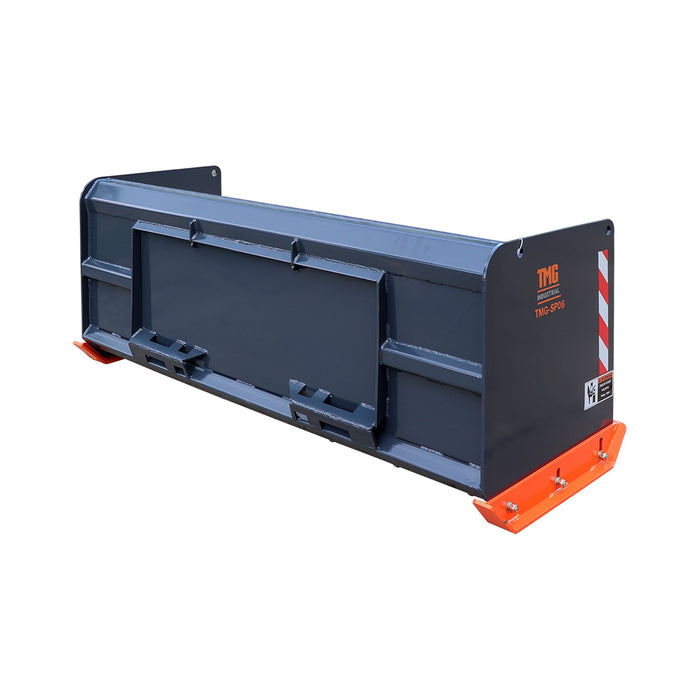 6' Skid Steer Snow Pusher with Replaceable Steel Cutting Edge, Pivoting Wear Shoes, Side Braces, 30-70 HP, TMG-SP06