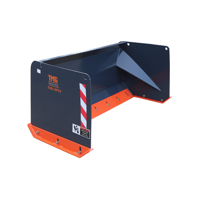 6' Skid Steer Snow Pusher with Replaceable Steel Cutting Edge, Pivoting Wear Shoes, Side Braces, 30-70 HP, TMG-SP06