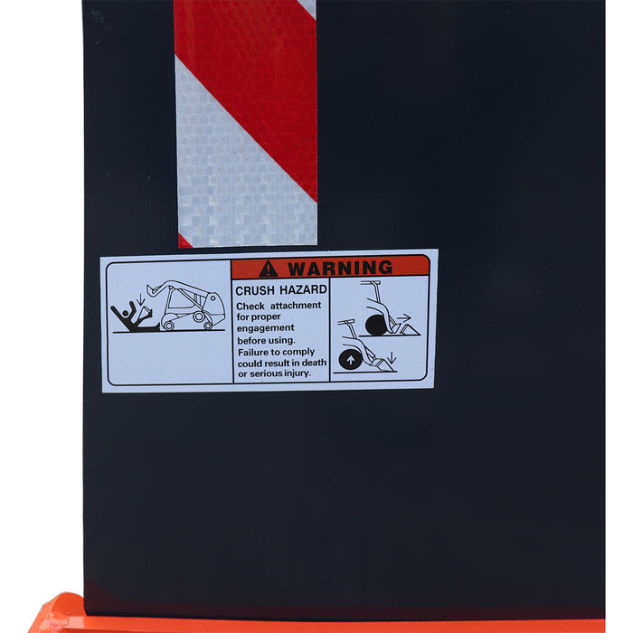 6' Skid Steer Snow Pusher with Replaceable Steel Cutting Edge, Pivoting Wear Shoes, Side Braces, 30-70 HP, TMG-SP06