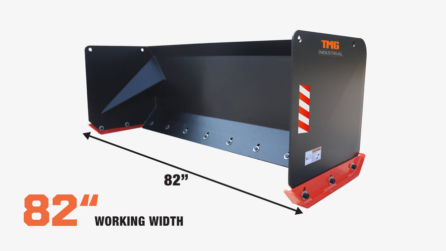 7' Skid Steer Snow Pusher w/Steel Cutting Edge, Pivoting Wear Shoes, Side Braces, 40-70 HP, TMG-SP07
