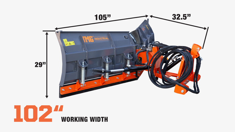 8-½' U/V Angle Blade Snowplow, Reversible Rubber Edges, 6 Positions, Category 1 & 2 Hookups, 3-Point Hitch, 40-90 HP Tractors, TMG-SP08 (Discontinued – No Longer Available)