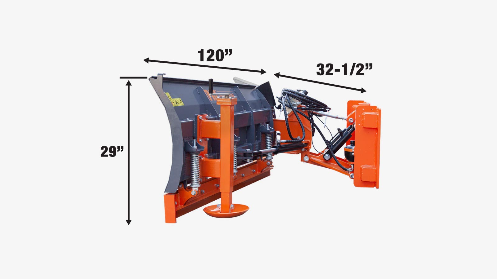 Chasse-neige à lame d'angle TMG Industrial 10' U/V, bords métalliques, 6 positions, accumulateur et électrovanne, changement rapide, tracteurs 40-90 HP, TMG-SP10X-specifications-image