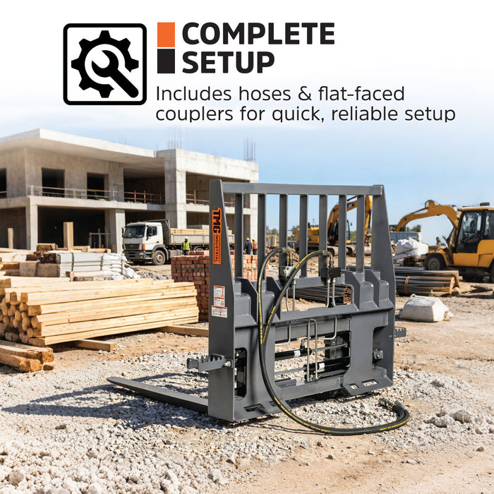 42" Pallet Fork for Skid Steer, Heavy Duty Class II Forks, Hydraulic Side Shift, 4,200 lbs Capacity and Wide Guard, TMG-SPF42S