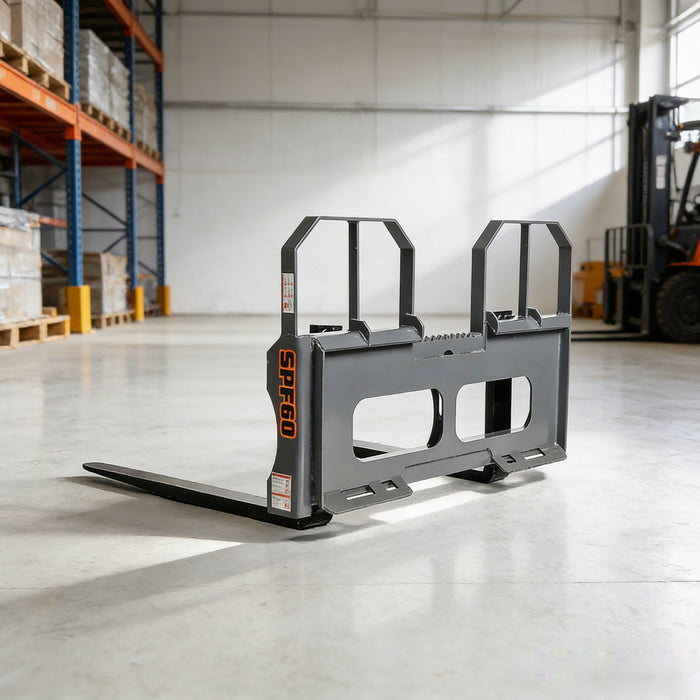 60" Pallet Fork for Skid Steer, Heavy Duty Class II Forks, 4,200 lbs Capacity and Wide Guard, TMG-SPF60