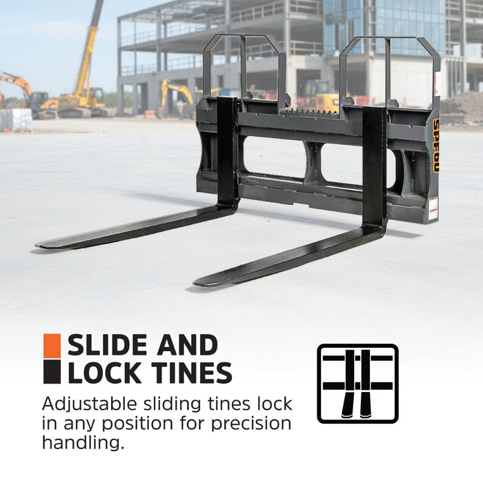 60" Pallet Fork for Skid Steer, Heavy Duty Class II Forks, 4,200 lbs Capacity and Wide Guard, TMG-SPF60