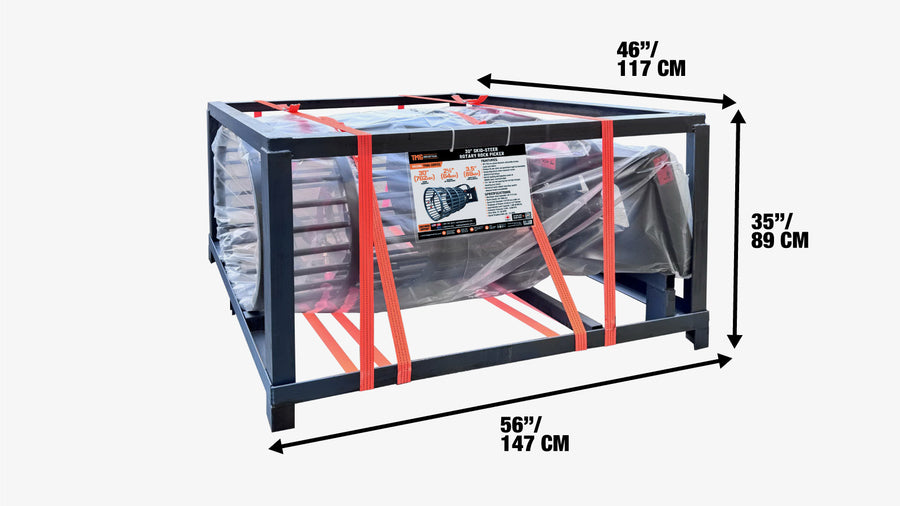 30" Skid-Steer Rotary Rock Picker, 1,250 lb Load Capacity, NM400 Wear Resistant Steel, Universal Mount TMG-SRP32