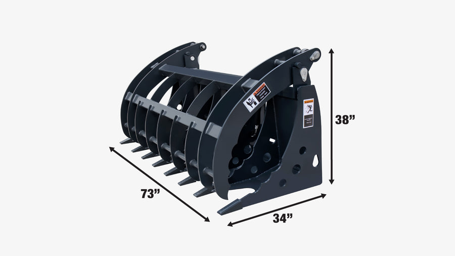 72" Skid Steer Root Rake Clamshell Grapple, Universal Mount, 54" Jaw Opening, 3000 lb Weight Capacity, TMG-SRR75