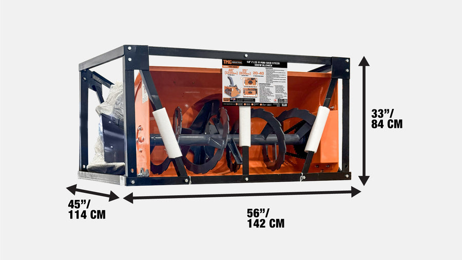 48" Mini Skid Steer Snow Blower, 20-40 HP, 20" Impeller, 360° Hydraulic Motor Driven Snow Chute, TMG-SSB48