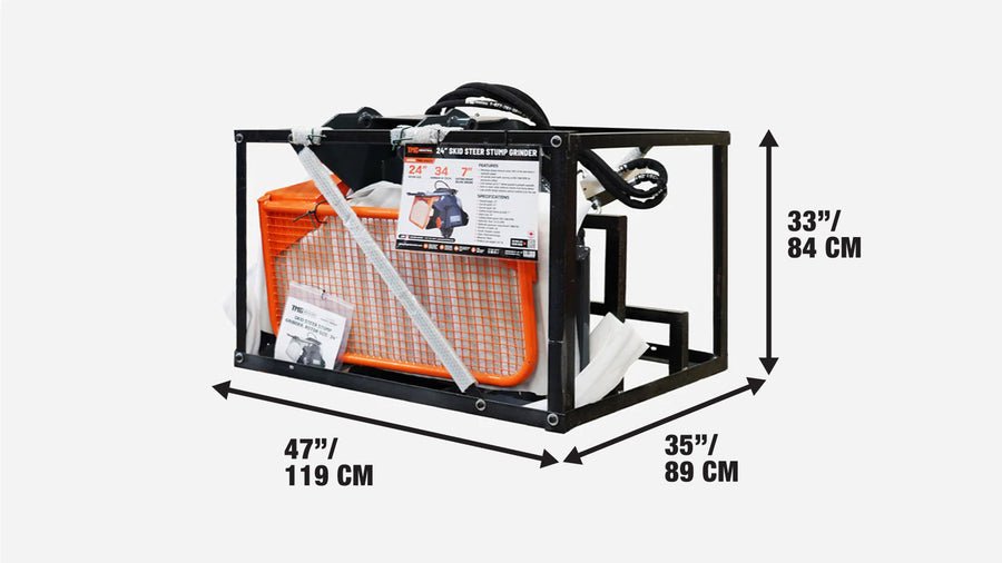 Skid Steer Stump Grinder, 24" Rotor Size, 7" Cutting Below Ground, Steel Carbide Teeth, TMG-SSG25