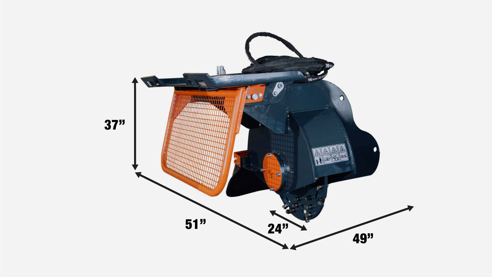 TMG Industrial Skid Steer Stump Grinder, 24” Rotor Size, 7” Cutting Below Ground, Steel Carbide Teeth, TMG-SSG25-specifications-image