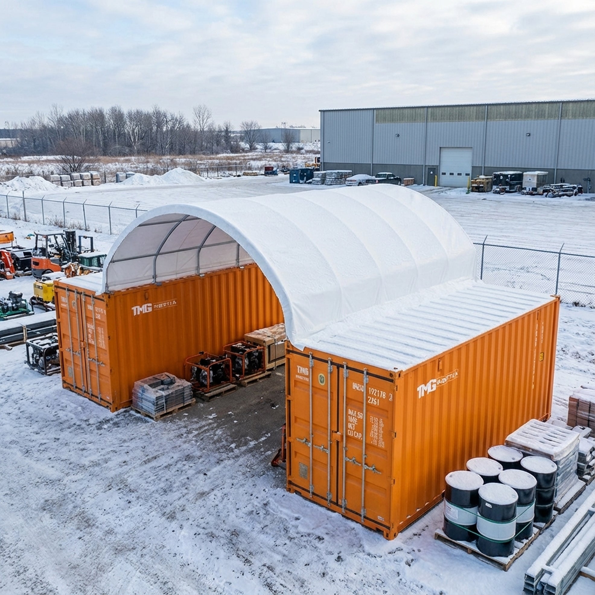 20' x 20' PE Fabric Container Shelter, Fire Retardant, Water Resistant, UV Protected, TMG-ST2021CE(Previously ST2020C) TMG Industrial