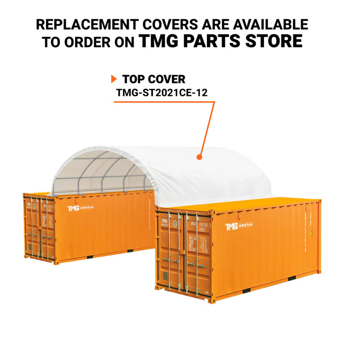 TMG Industrial 20' x 20' PE Fabric Container Shelter, Fire Retardant, Water Resistant, UV Protected, TMG-ST2021CE(Previously ST2020C)