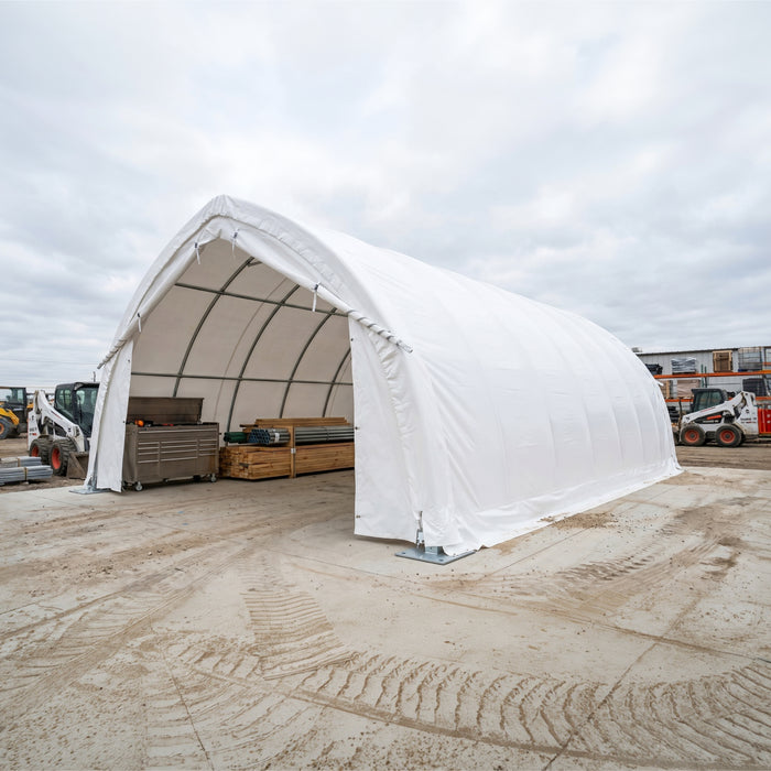 20' x 30' Arch Wall Peak Ceiling Storage Shelter with Heavy Duty 17 oz PVC Cover & Drive Through Doors, TMG-ST2031PV(Previously ST2030PV)
