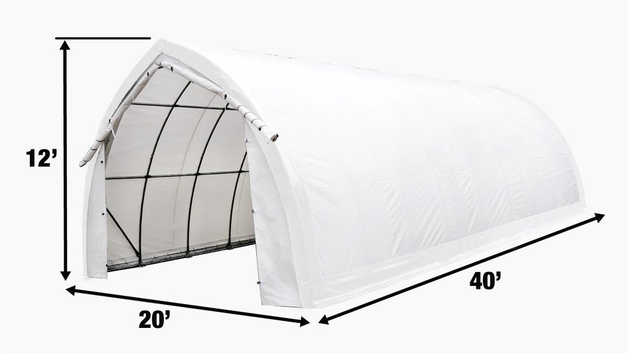 20' x 40' Arch Wall Peak Ceiling Storage Shelter with Heavy Duty 17 oz PVC Cover & Drive Through Doors, TMG-ST2041PV(Previously(ST2040PV)