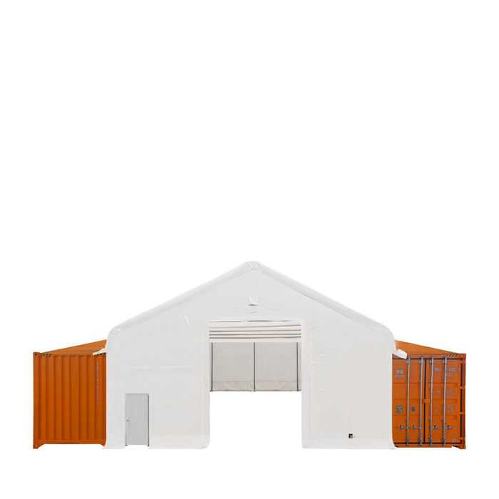 TMG Industrial 30' x 40' Container Peak Roof Shelter Pro Series with Heavy Duty 17 oz PVC Cover, Fully Enclosed front and back endwalls, TMG-ST3041CG