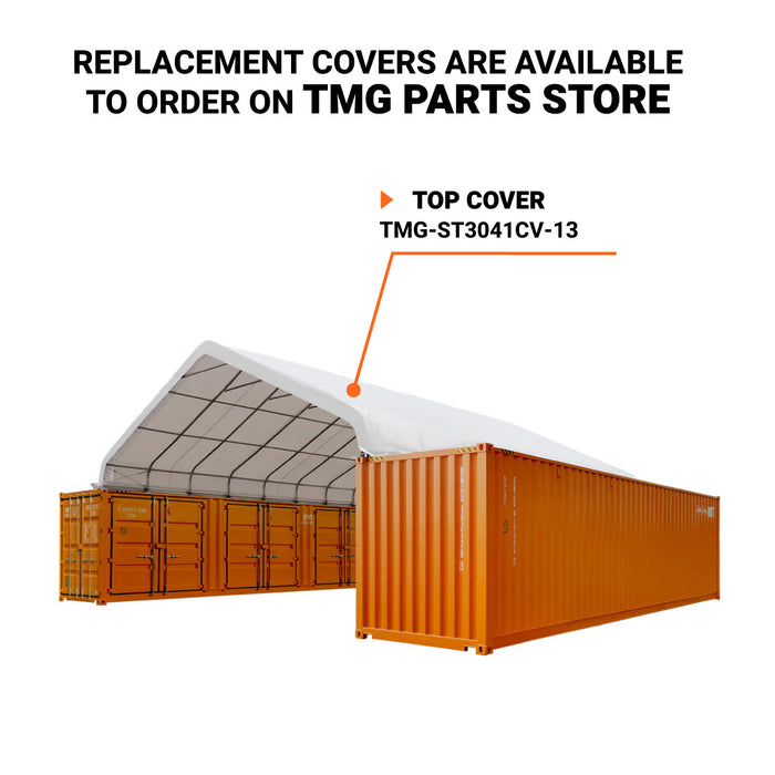 TMG Industrial 30' x 40' PVC Fabric Container Peak Roof Shelter Pro Series, Fire Retardant, Water Resistant, UV Protected, TMG-ST3041CV (Previously ST3040CV)