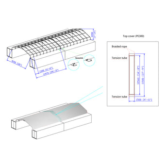 Connection Kit for Connecting Two TMG-ST3042C 30’ Container Shelters, For 7.2’ Structure Height Only, 11 oz PE Tarpaulin, TMG-ST3042CNT