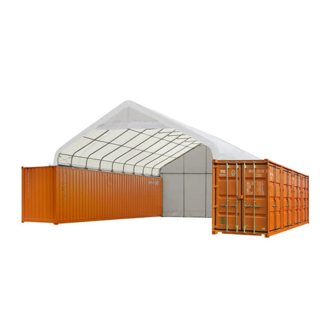 30' x 40' PVC Fabric Container Peak Roof Shelter, Fire Retardant, with End Wall & Partial Front Drop, TMG-ST3042CVF (Previously ST3041CVF)